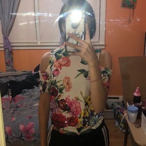 a floral shirt